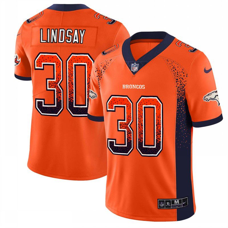 Men Denver Broncos #30 Lindsay Orange Drift Fashion Color Rush Limited NFL Jerseys->denver broncos->NFL Jersey